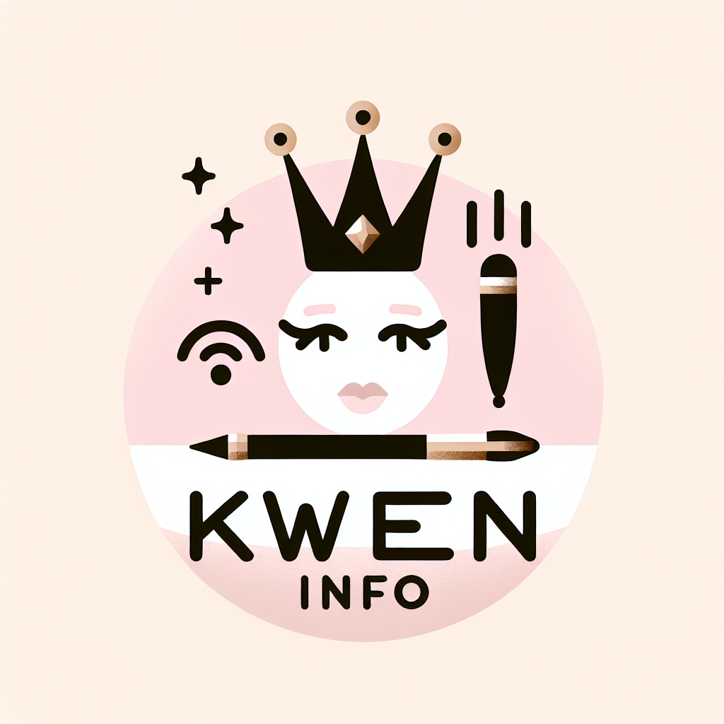 Crea un logo per “Kween Info”, un portale di notizie moderno e alla moda rivolto a un pubblico giovane. Stile elegante ma digitale, con icone come corona minimal, penna stilizzata o segnale Wi-Fi. Colori consigliati: rosa cipria, nero, oro tenue. Font moderno sans-serif con accenti glamour. Logo adatto sia per web che per social media, con versione icona (favicon).